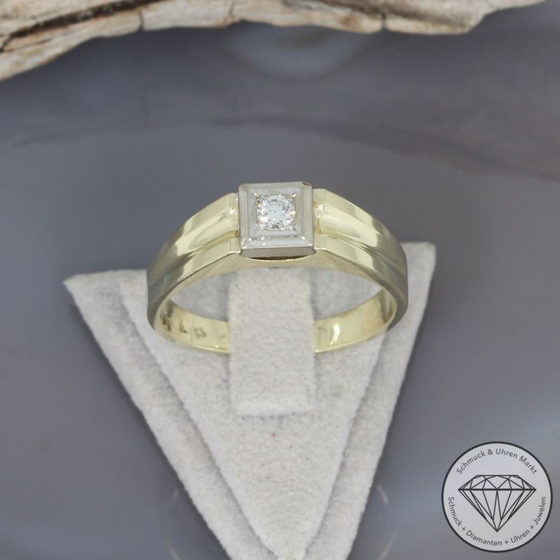Wert 1990 € Solitär Brillant Ring (ca. 0,15 carat) in 585er 14 K Gelbgold - 98692