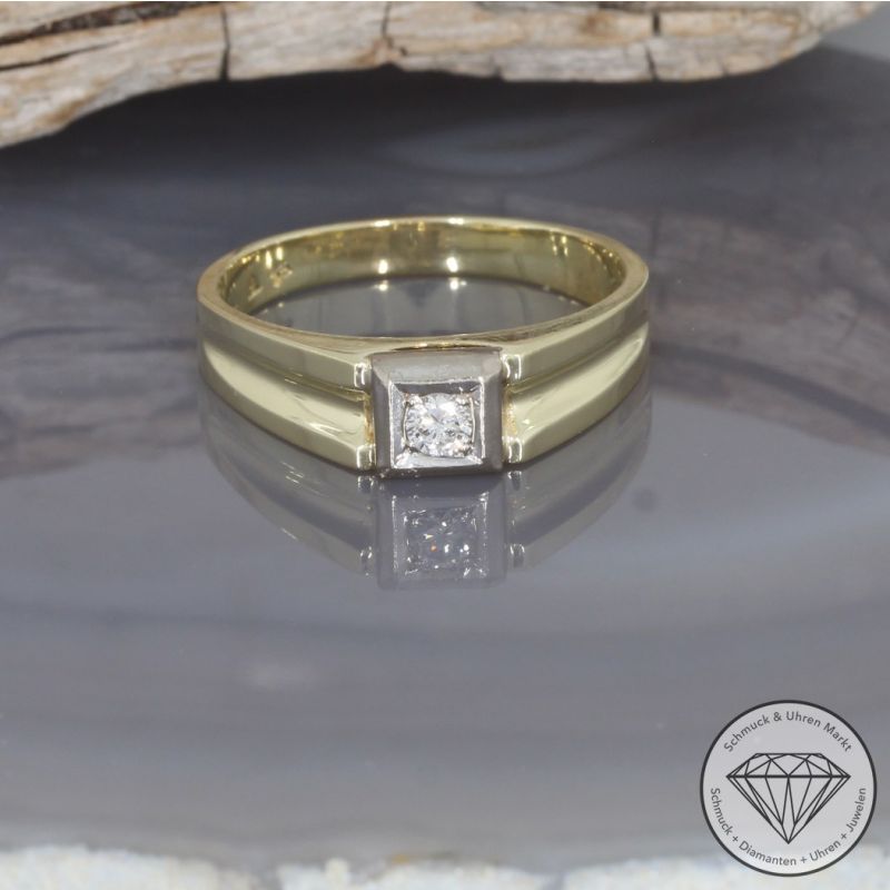 Wert 1990 € Solitär Brillant Ring (ca. 0,15 carat) in 585er 14 K Gelbgold - 98692