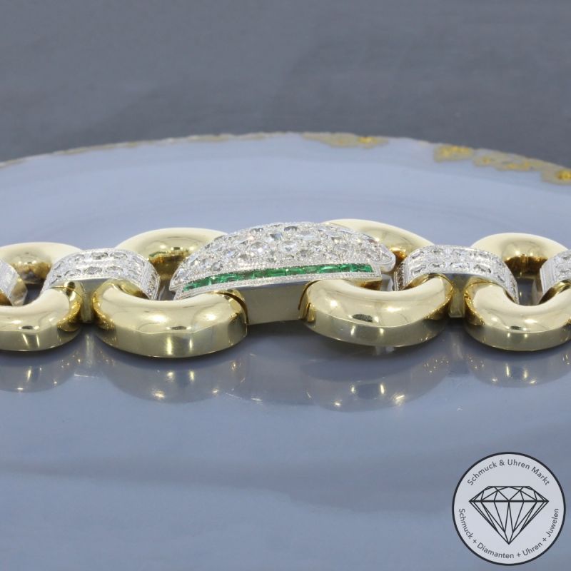 Wert 28000 € Bicolor Diamant Smaragd Armband in 585er 14 K Gold - 98706