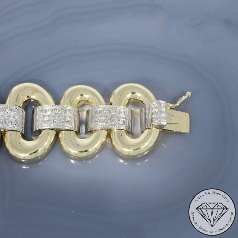 Wert 28000 € Bicolor Diamant Smaragd Armband in 585er 14 K Gold - 98706