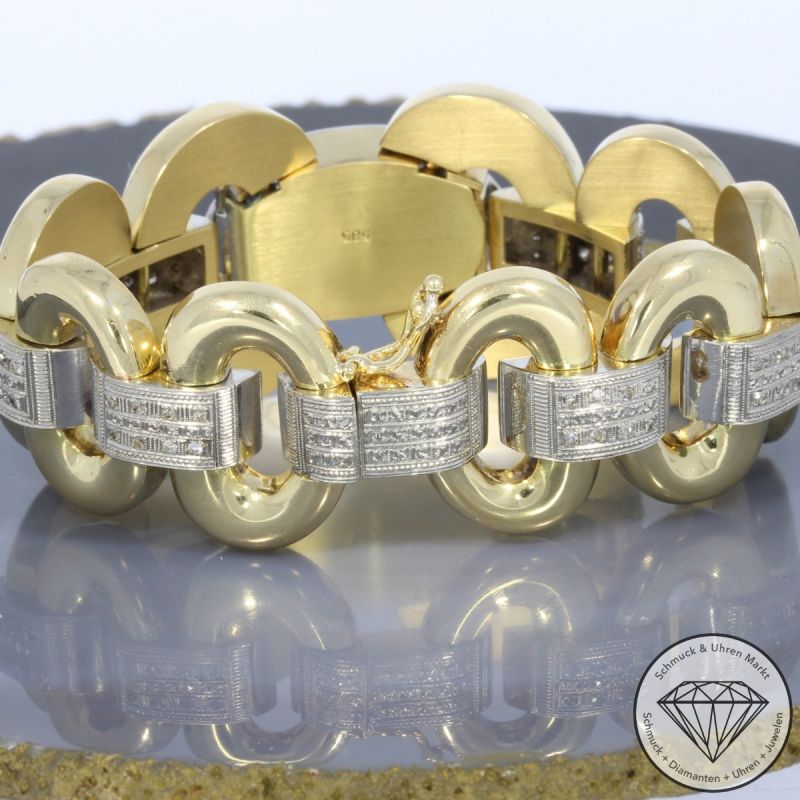 Wert 28000 € Bicolor Diamant Smaragd Armband in 585er 14 K Gold - 98706