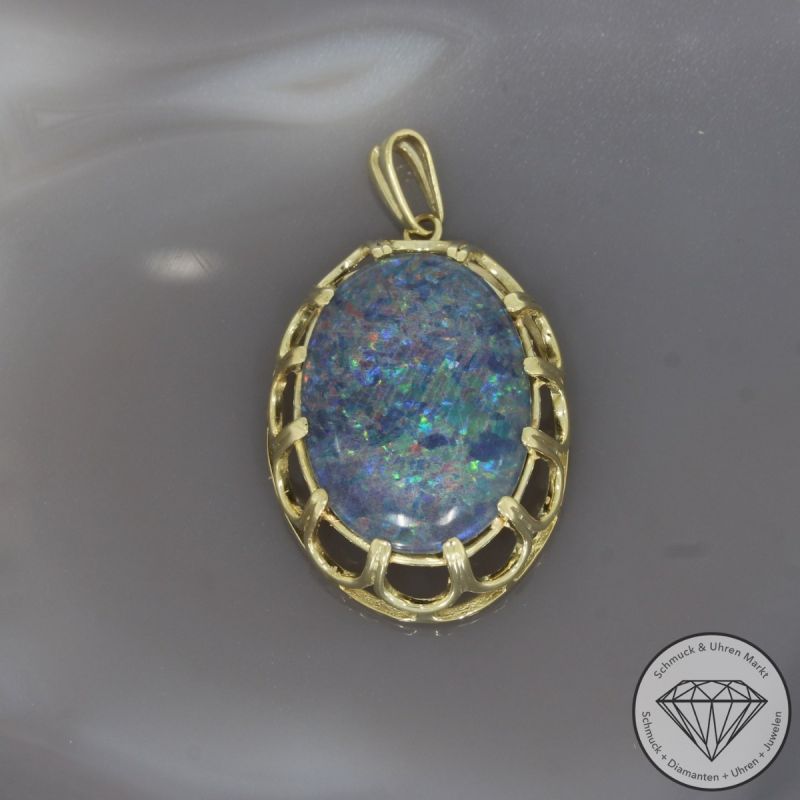 Wert 1990 € Opal Anhänger in 585er 14 K Gelbgold - 98730