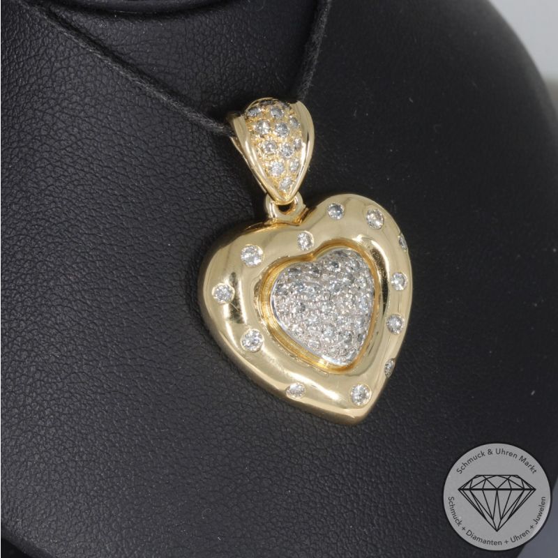 Wert 4800 € Bicolor Brillant Anhänger Herz (ca. 1,00 carat) in 750er 18 K Gold - 98849