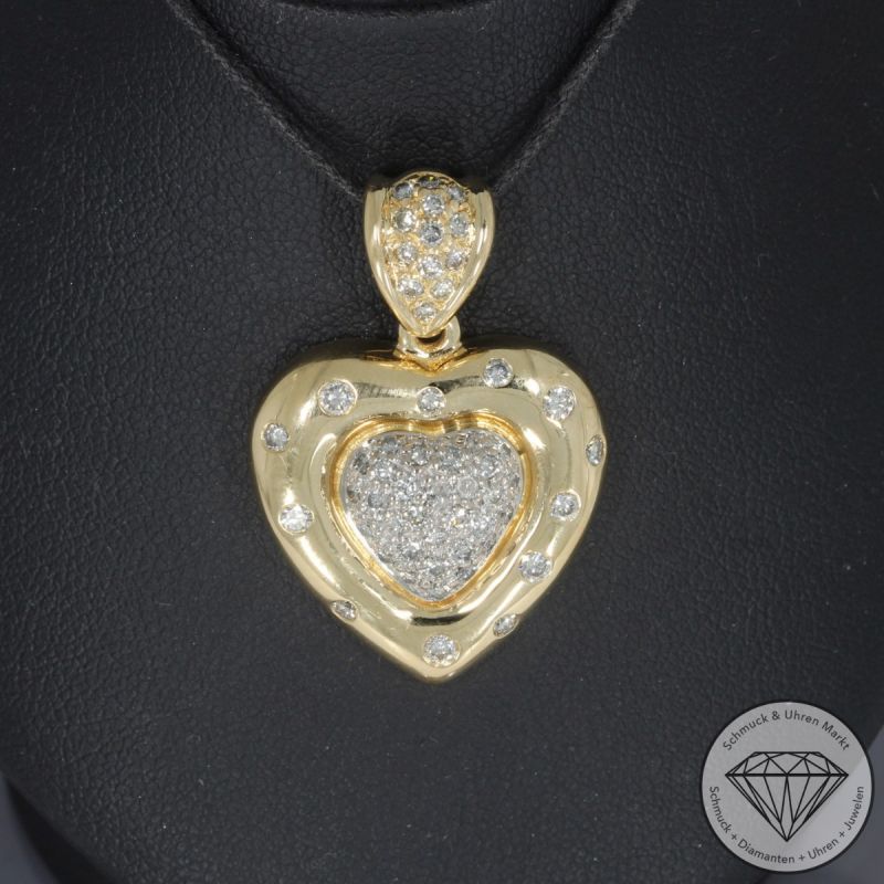 Wert 4800 € Bicolor Brillant Anhänger Herz (ca. 1,00 carat) in 750er 18 K Gold - 98849