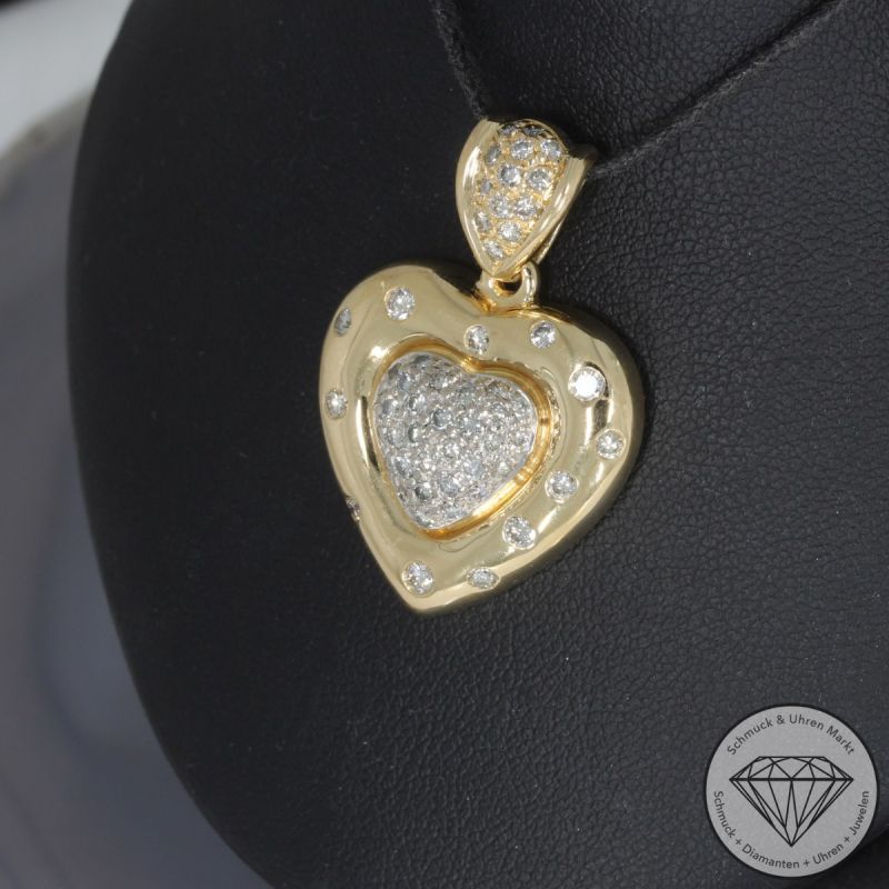 Wert 4800 € Bicolor Brillant Anhänger Herz (ca. 1,00 carat) in 750er 18 K Gold - 98849