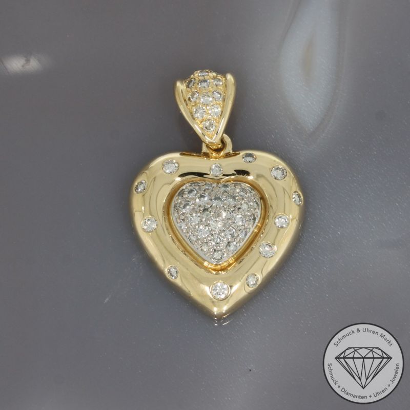 Wert 4800 € Bicolor Brillant Anhänger Herz (ca. 1,00 carat) in 750er 18 K Gold - 98849