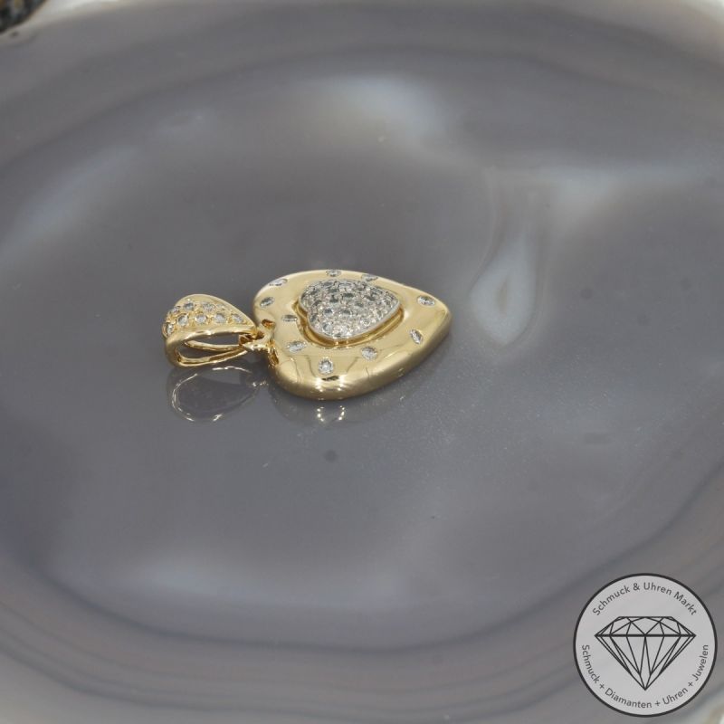 Wert 4800 € Bicolor Brillant Anhänger Herz (ca. 1,00 carat) in 750er 18 K Gold - 98849