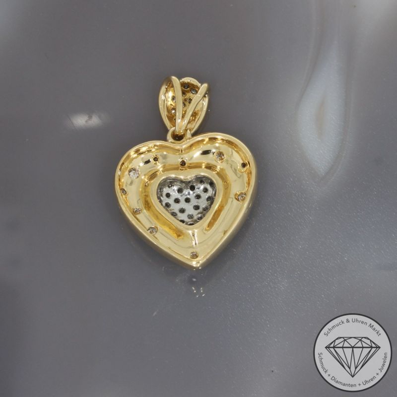 Wert 4800 € Bicolor Brillant Anhänger Herz (ca. 1,00 carat) in 750er 18 K Gold - 98849