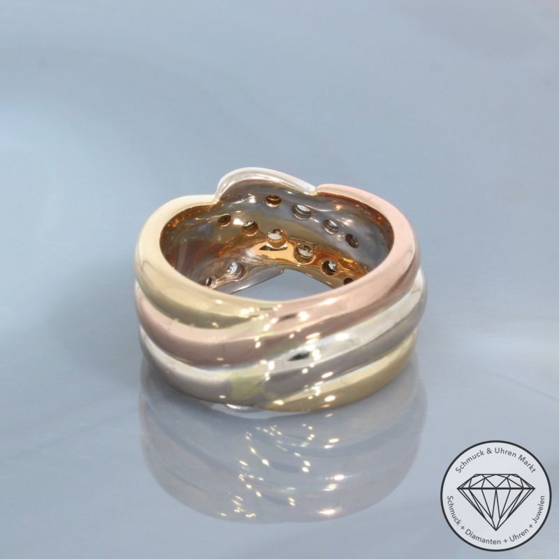 Wert 3590 € Tricolor Brillant Ring (ca. 0,25 carat) in 750er 18 K Gold - 98889