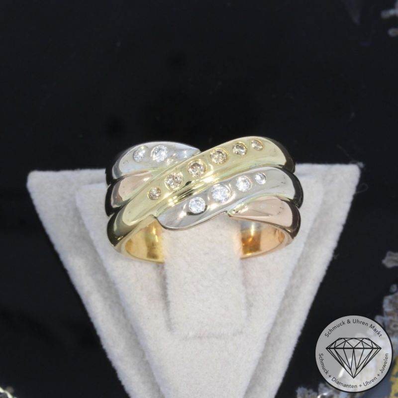 Wert 3590 € Tricolor Brillant Ring (ca. 0,25 carat) in 750er 18 K Gold - 98889