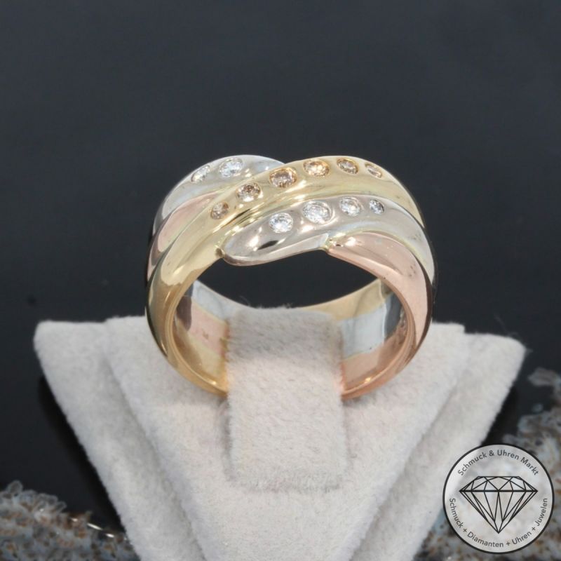 Wert 3590 € Tricolor Brillant Ring (ca. 0,25 carat) in 750er 18 K Gold - 98889