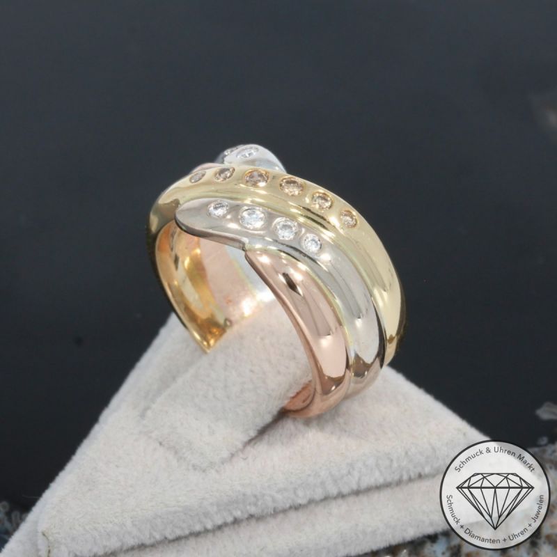 Wert 3590 € Tricolor Brillant Ring (ca. 0,25 carat) in 750er 18 K Gold - 98889