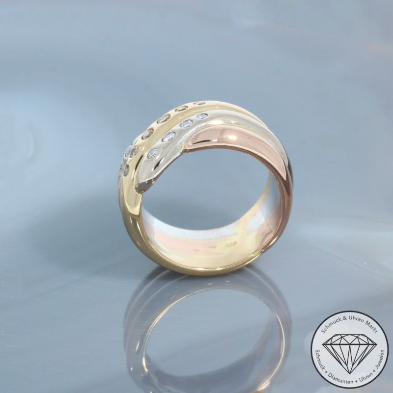 Wert 3590 € Tricolor Brillant Ring (ca. 0,25 carat) in 750er 18 K Gold - 98889