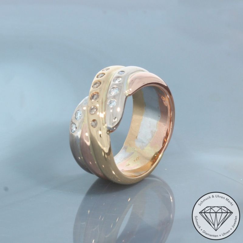 Wert 3590 € Tricolor Brillant Ring (ca. 0,25 carat) in 750er 18 K Gold - 98889