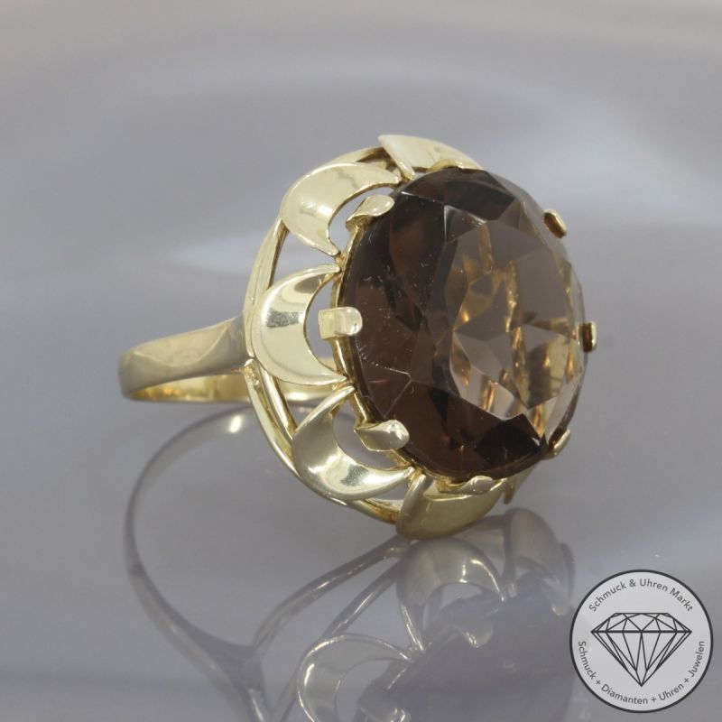 Wert 790 € Rauchquarz Ring in 333er 8 K Gelbgold - 98940