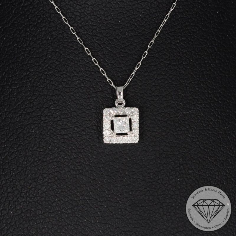 Wert 930 € Brillant Diamant Anhänger & Kette in 900er Platin - H696
