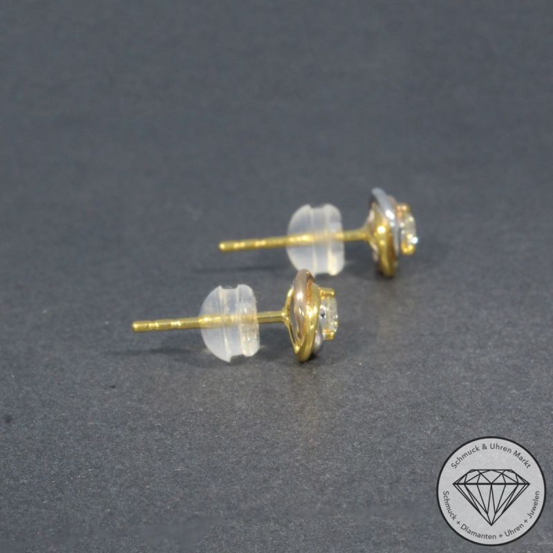 Wert 1570 € Tricolor Solitär Brillant Ohrringe (0,28 carat) in 750er 18 K Gold - H1771