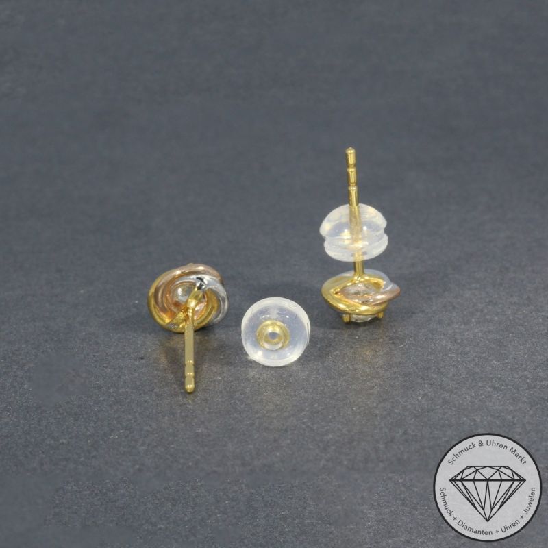 Wert 1570 € Tricolor Solitär Brillant Ohrringe (0,28 carat) in 750er 18 K Gold - H1771