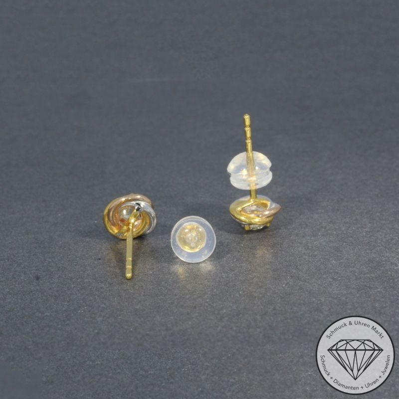 Wert 1570 € Tricolor Solitär Brillant Ohrringe (0,28 carat) in 750er 18 K Gold - H1771