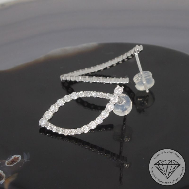 Wert 2670 € Brillant Ohrringe (ca. 1,14 carat) in 900er Platin - H675