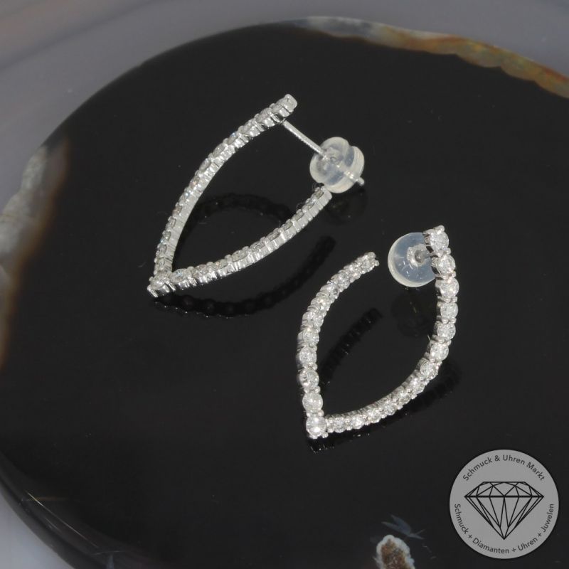 Wert 2670 € Brillant Ohrringe (ca. 1,14 carat) in 900er Platin - H675