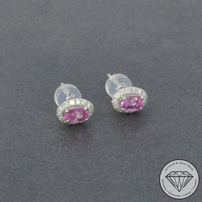 Wert 1120 € Brillant Saphir Ohrringe in 900er Platin - H452