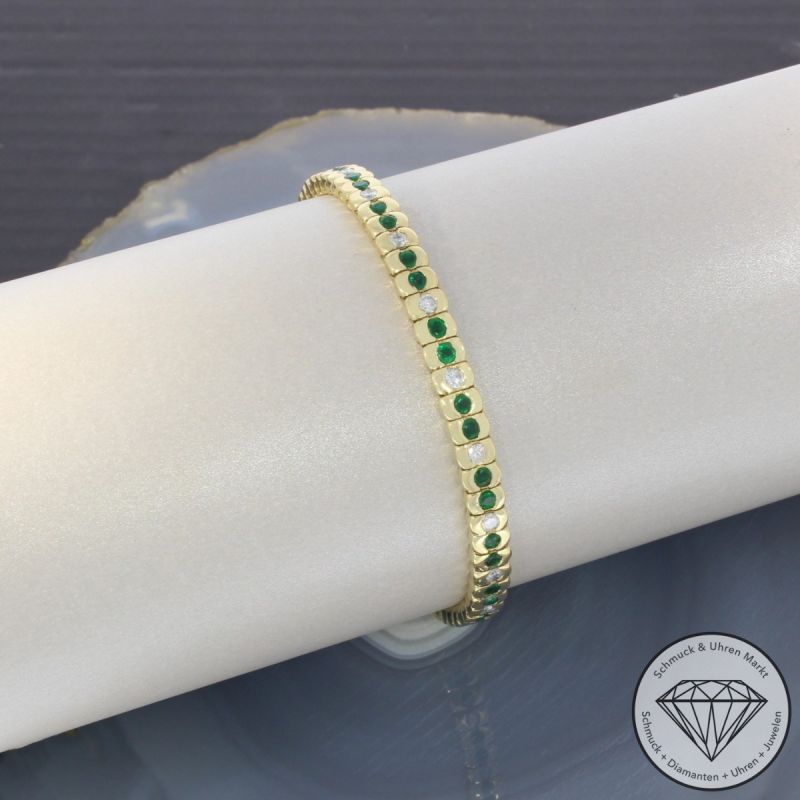 Wert 5950 € Brillant Smaragd Armband in 750er 18 K Gelbgold - 99015