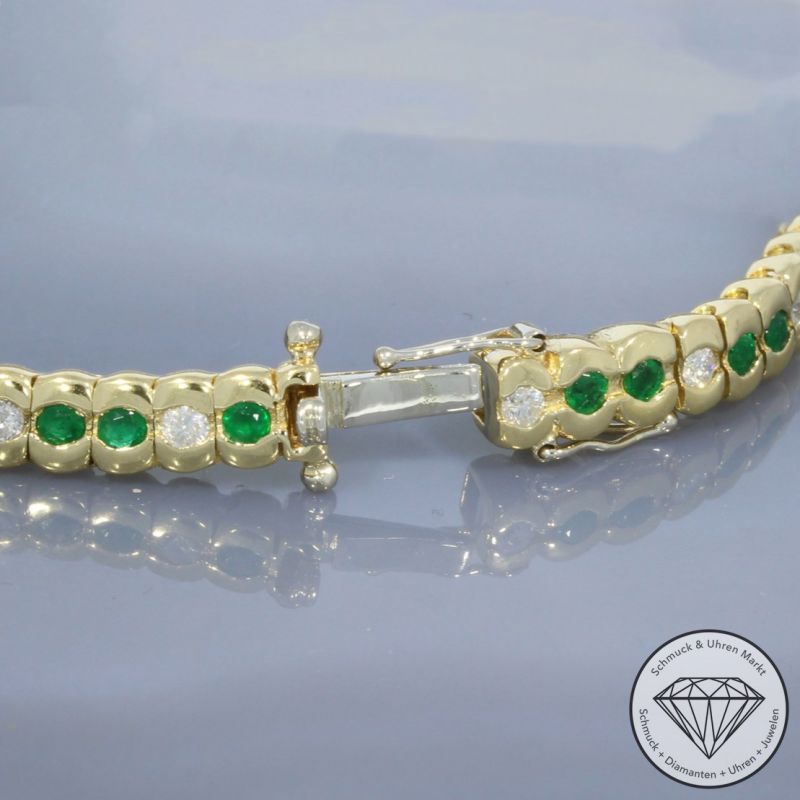 Wert 5950 € Brillant Smaragd Armband in 750er 18 K Gelbgold - 99015