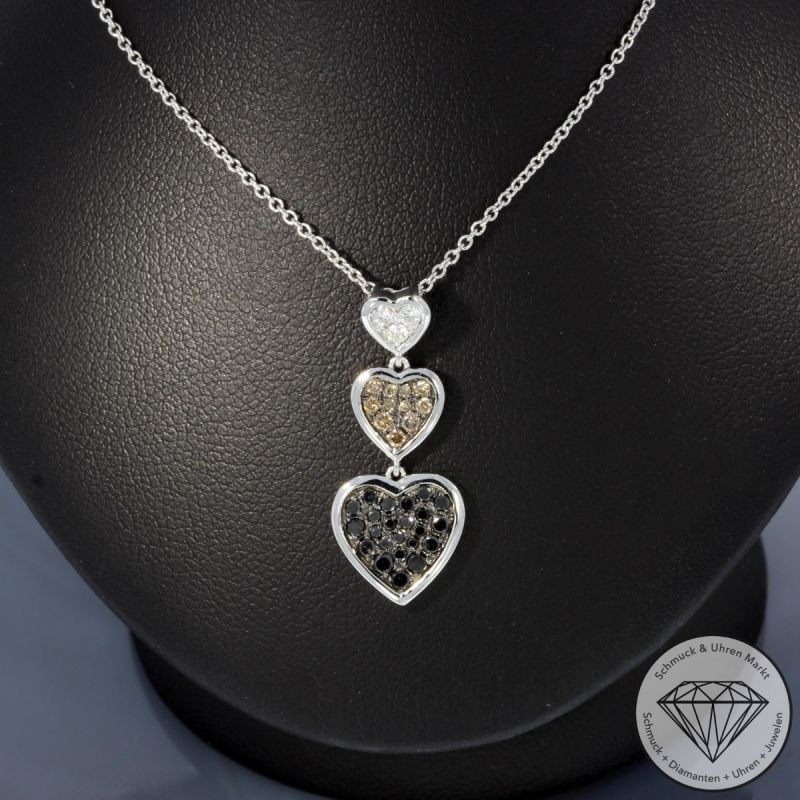 Wert 2350 € Brillant Diamant Herz Anhänger mit Kette in 585er 14 K Weißgold - H995