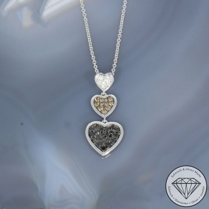 Wert 2350 € Brillant Diamant Herz Anhänger mit Kette in 585er 14 K Weißgold - H995