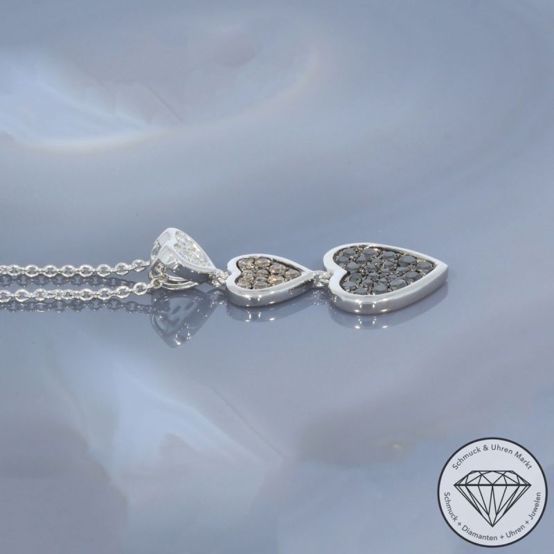 Wert 2350 € Brillant Diamant Herz Anhänger mit Kette in 585er 14 K Weißgold - H995