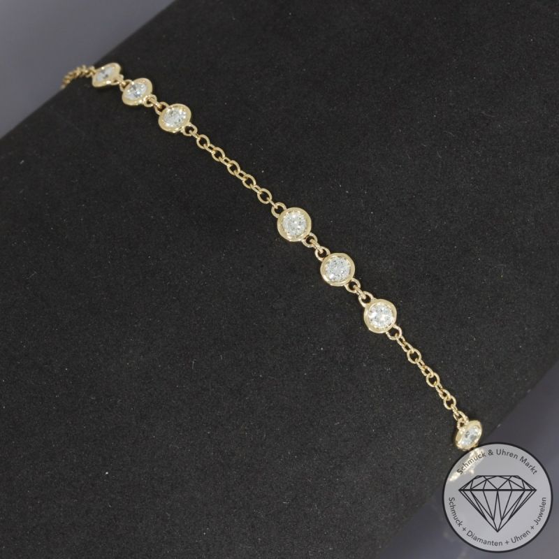 Wert 2950 € Brillant Armband (0,87 carat) in 585er 14 K Gelbgold - H1849