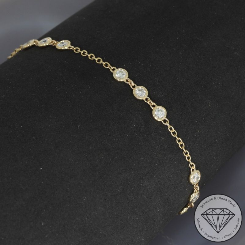 Wert 2950 € Brillant Armband (0,87 carat) in 585er 14 K Gelbgold - H1849