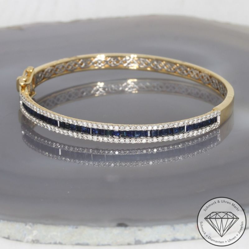 Wert 13200 € Brillant Saphir Armreif in 750er 18 K Gelbgold - 99038