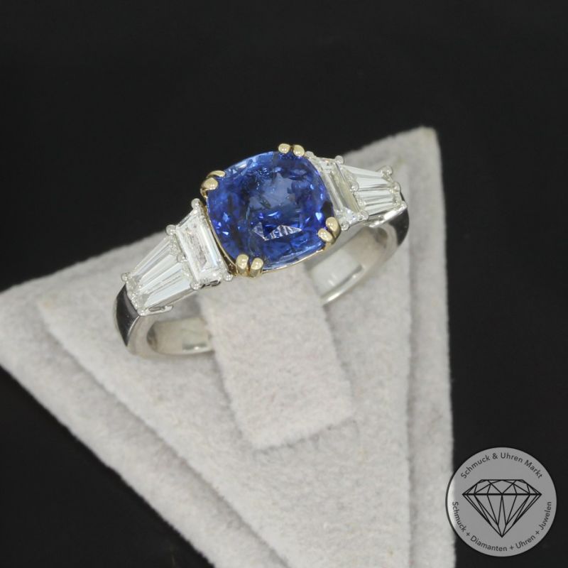 Wert 11100 € Diamant Saphir Ring in 585er 14 K Gelbgold & 950er Platin - 99039
