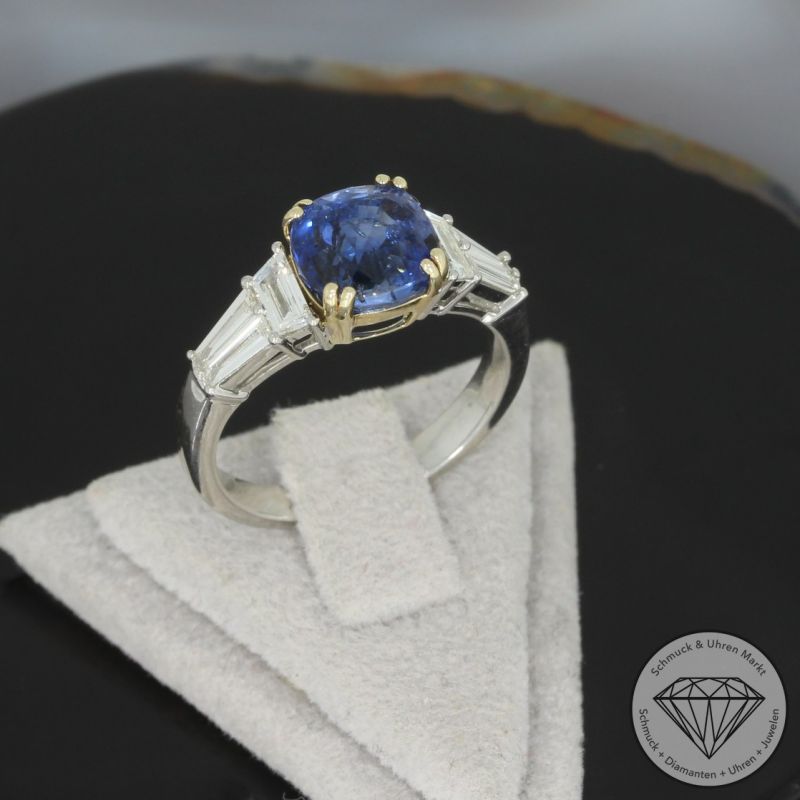 Wert 11100 € Diamant Saphir Ring in 585er 14 K Gelbgold & 950er Platin - 99039