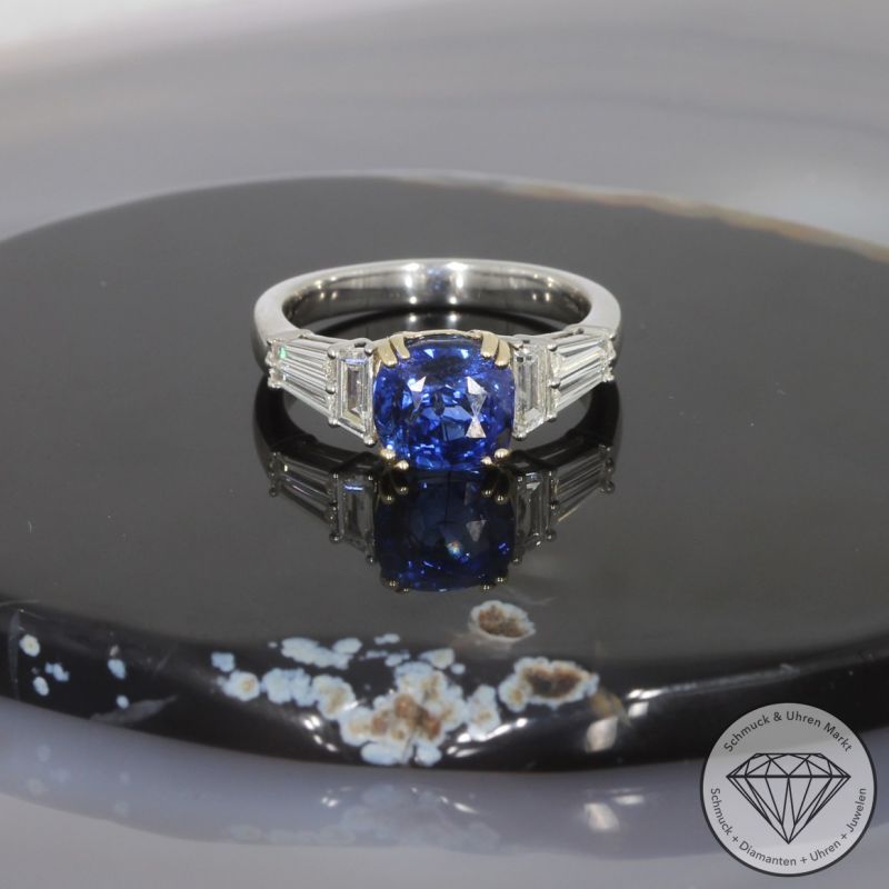 Wert 11100 € Diamant Saphir Ring in 585er 14 K Gelbgold & 950er Platin - 99039