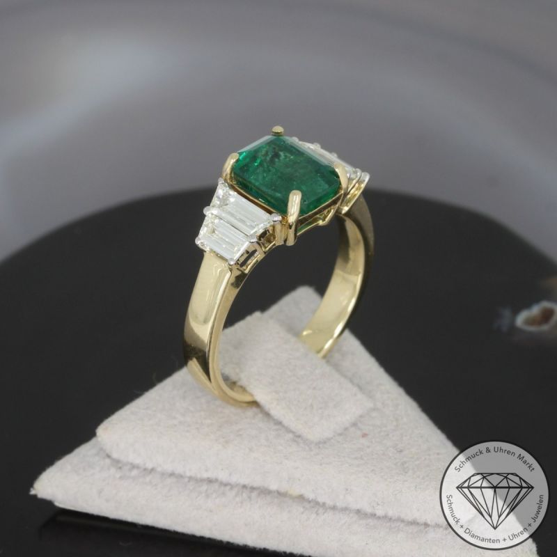 Wert 8620 € Diamant Smaragd Ring in 585er 14 K Gelbgold - 99043