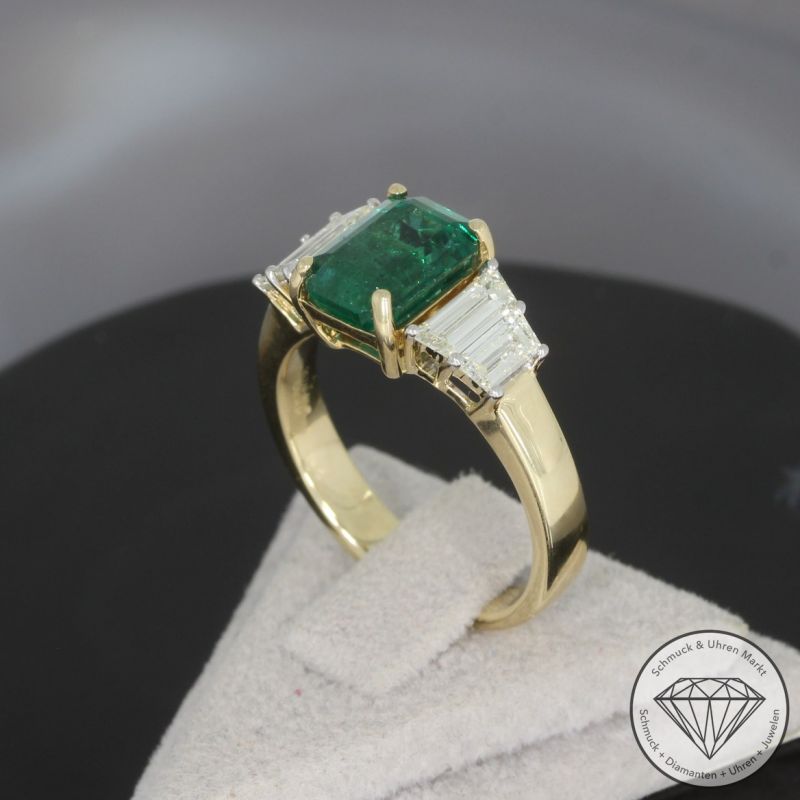 Wert 8620 € Diamant Smaragd Ring in 585er 14 K Gelbgold - 99043