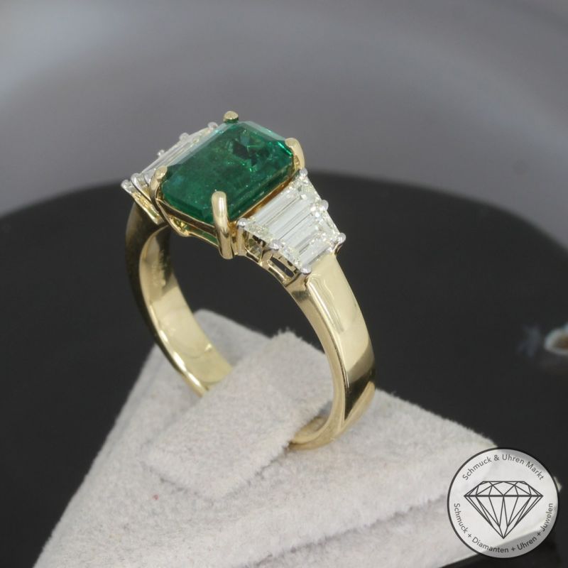 Wert 8620 € Diamant Smaragd Ring in 585er 14 K Gelbgold - 99043