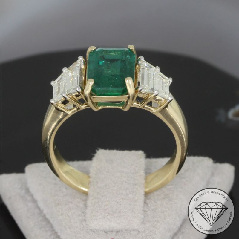 Wert 8620 € Diamant Smaragd Ring in 585er 14 K Gelbgold - 99043