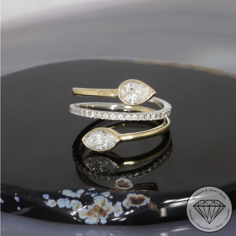 Wert 6350 € Brillant Diamant Ring in 585er 14 K Gelbgold & 950er Platin - 99044