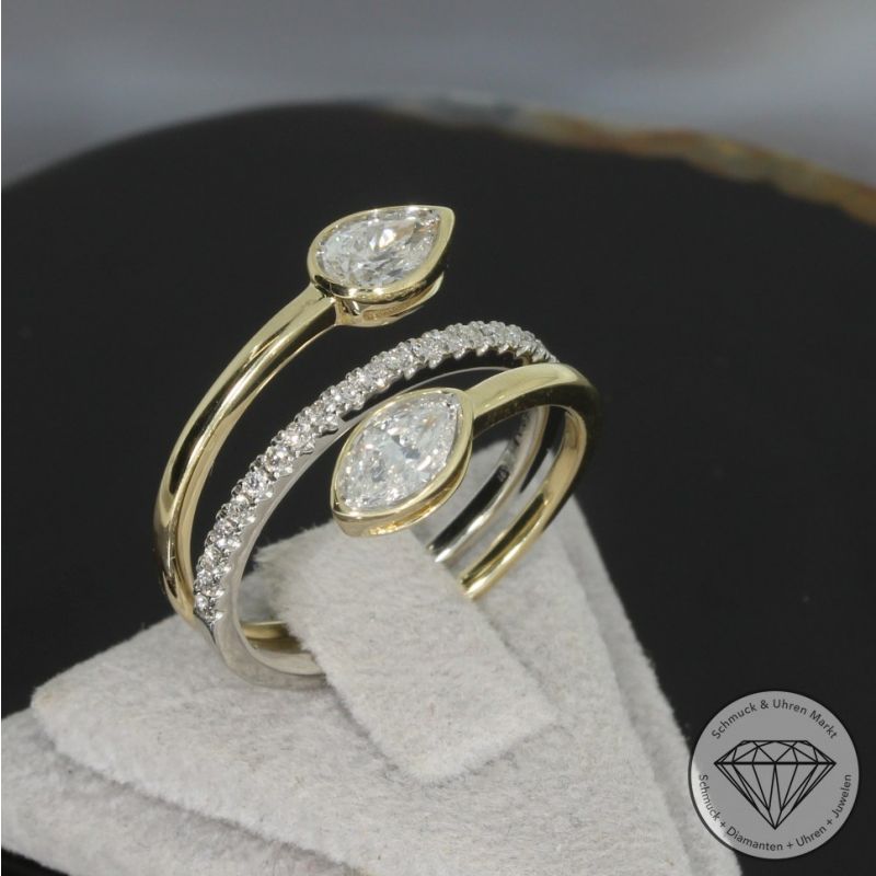Wert 6350 € Brillant Diamant Ring in 585er 14 K Gelbgold & 950er Platin - 99044