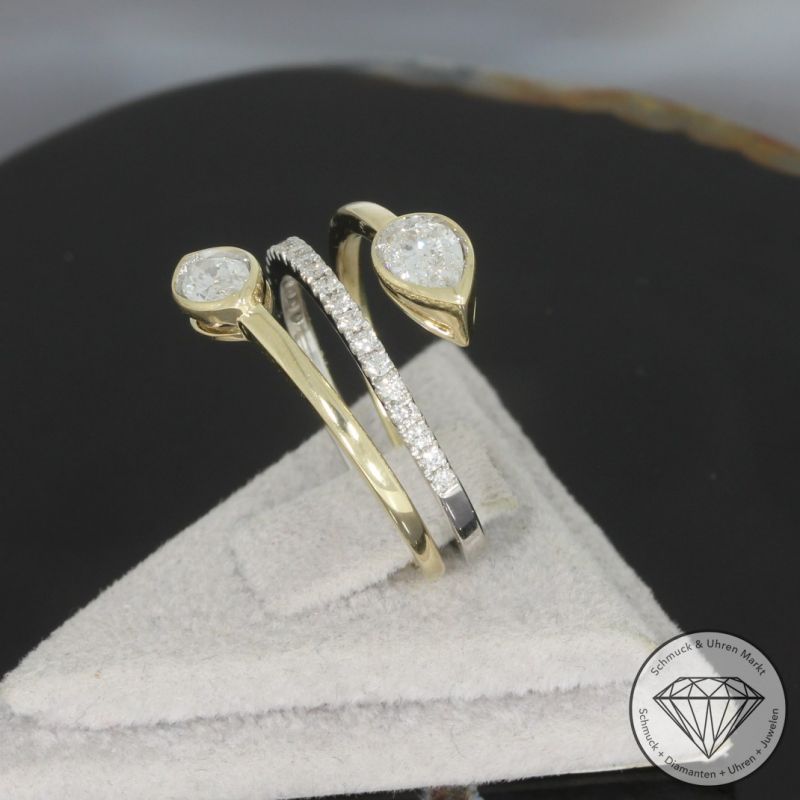 Wert 6350 € Brillant Diamant Ring in 585er 14 K Gelbgold & 950er Platin - 99044