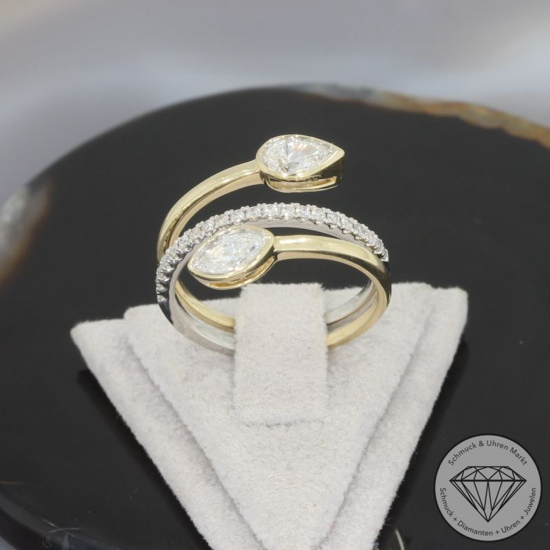 Wert 6350 € Brillant Diamant Ring in 585er 14 K Gelbgold & 950er Platin - 99044