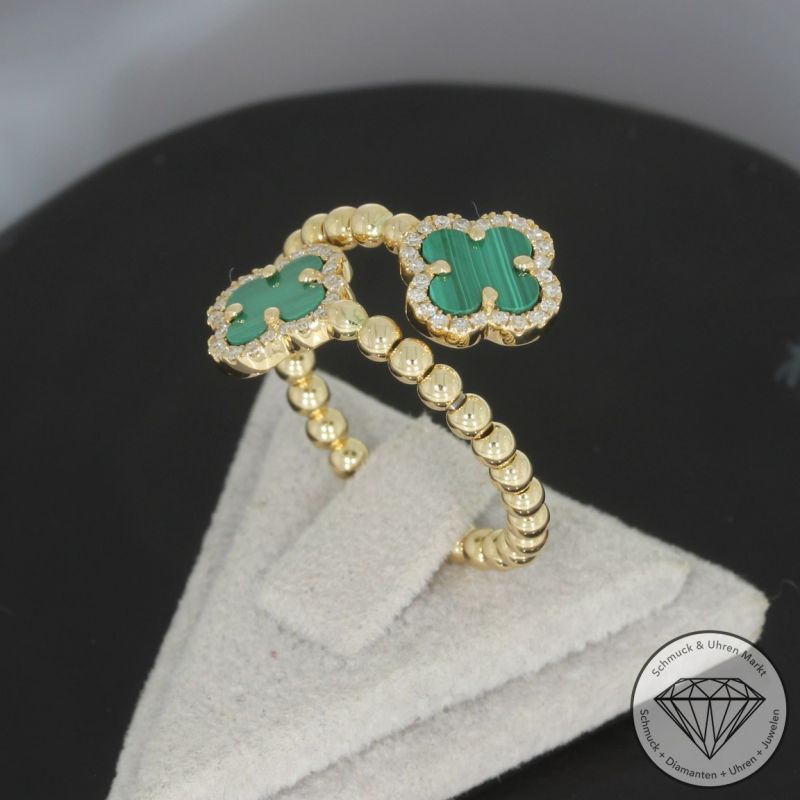 Wert 1990 € Brillant Malachit Ring in 585er 14 K Gelbgold - H1841