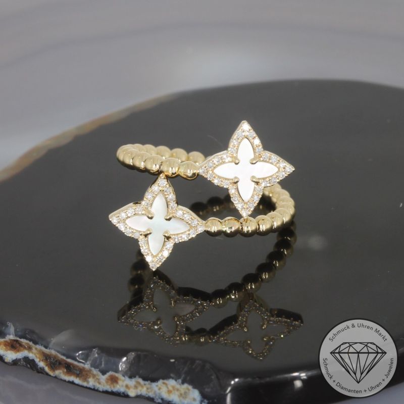 Wert 1810 € Diamant Perlmutt Ring in 585er 14 K Gelbgold - H1844