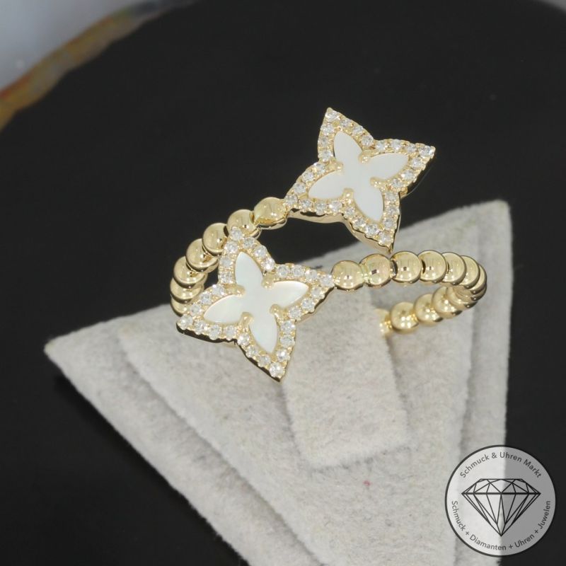 Wert 1810 € Diamant Perlmutt Ring in 585er 14 K Gelbgold - H1844