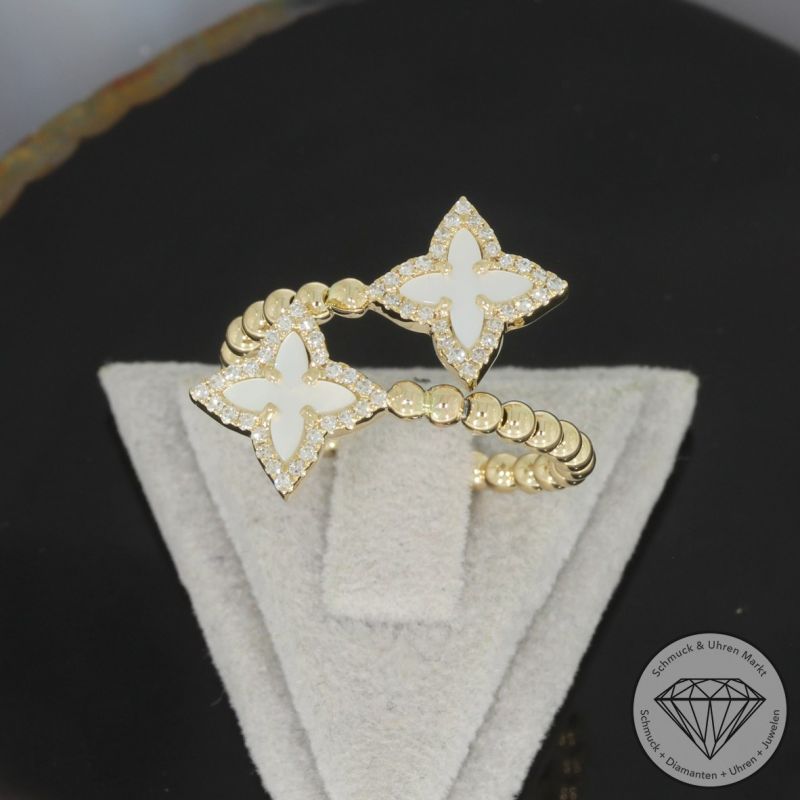 Wert 1810 € Diamant Perlmutt Ring in 585er 14 K Gelbgold - H1844