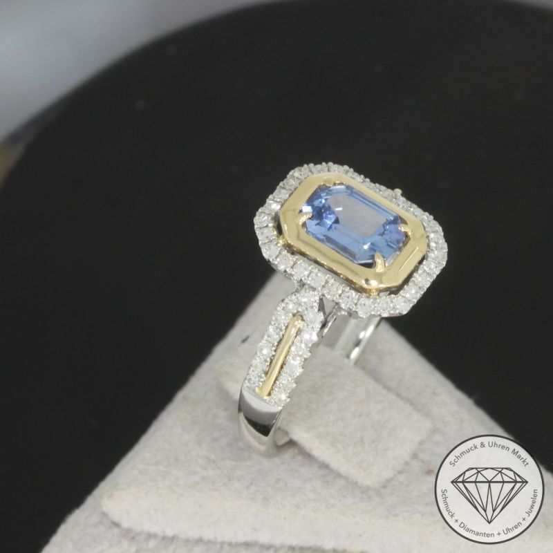 Wert 3490 € Diamant Saphir Ring in 585er 14 K Gelbgold & 950er Platin - 99061